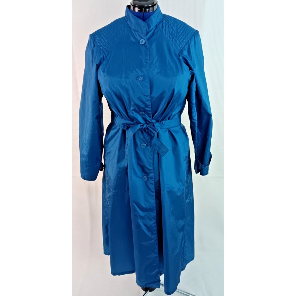 The Tote Coat women's 100% Nylon Light Blue Rain Spring Trench Coat Large - XL